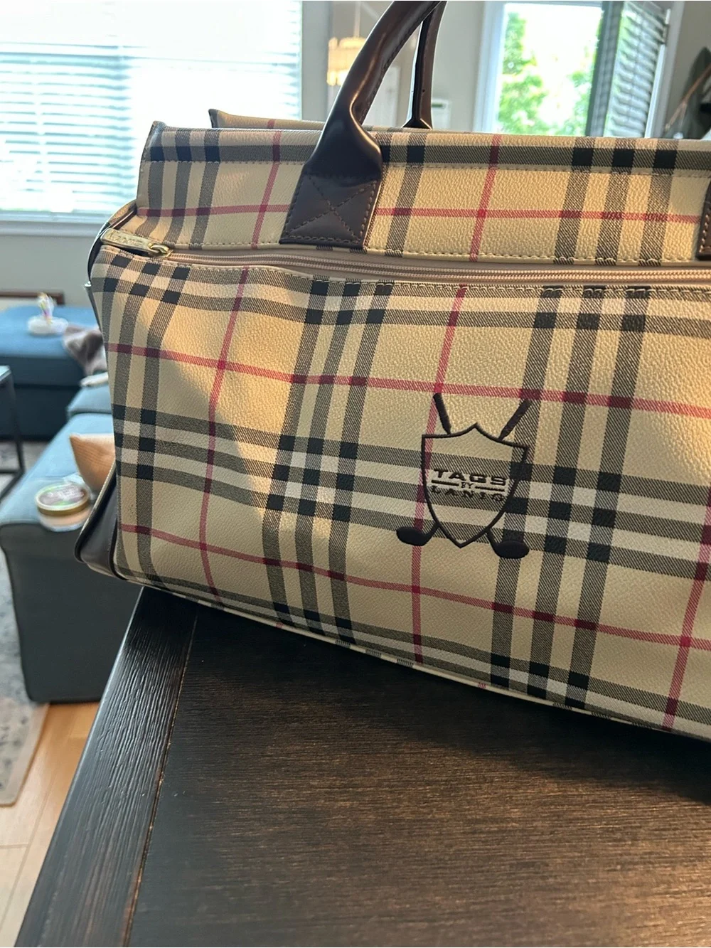 Vintage Tags by Lanig Plaid Golf Boston Travel Bag Duffel Rare